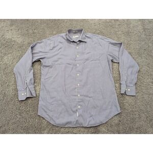 Peter Millar Crown‎ Soft Button Up Shirt Mens Large Purple Check Business Casual